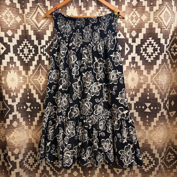 Women’s Nautica Smocked Printed Midi Skirt, Size Large, Cotton / Viscose Blend - Picture 3 of 14